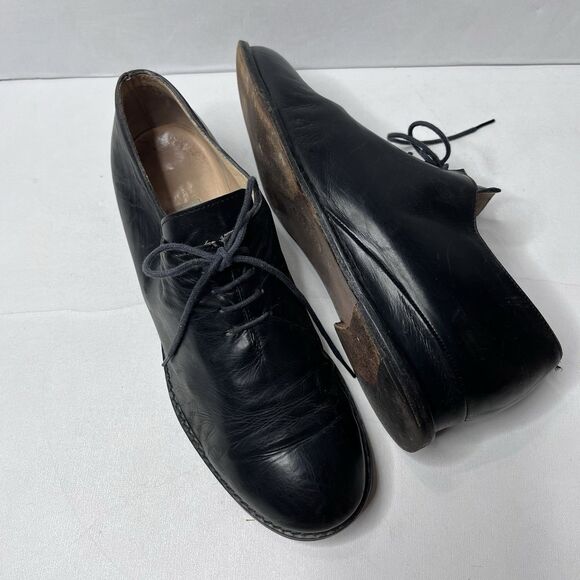 Dries Van Noten Black Leather Oxford Style Wedge Heel Shoes Womens Size 38.5 - Picture 1 of 13